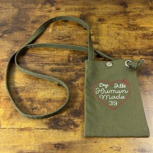 Human Made Mini Shoulder Bag Olive Green Embroidered